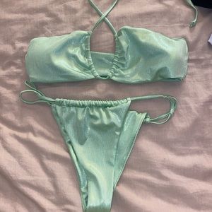 Shein bright green shimmer bikini